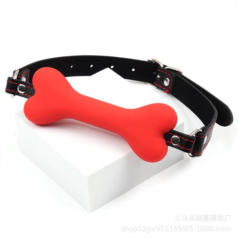 Měkký postroj Silikonový ústní roubík Pes Bone Ball Gag Otevřená ústa Gag BDSM Bondage Slave Gag Sexuální produkty SM sexuální hračky pro ženy