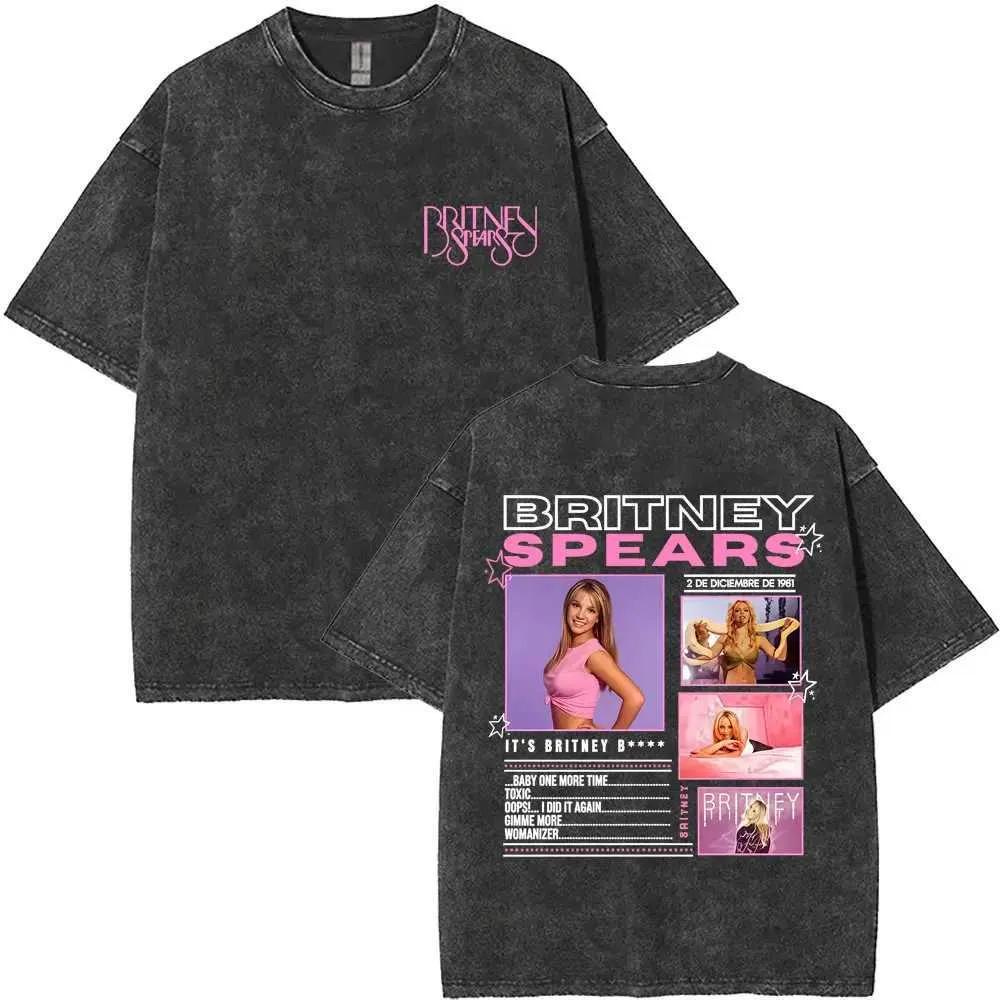 Britney Spears The Britney Tour 2001 Vintage Washed T Shirt Men Women Casual Retro Oversized Short Slve T-shirts Strtwea83
