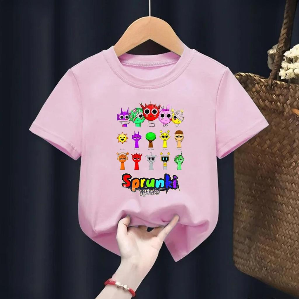 Cartoon Sprunki Cartoon Printed Summer Childrens Clothing Childrens Birthday Digital Gift Short Sleeve Top