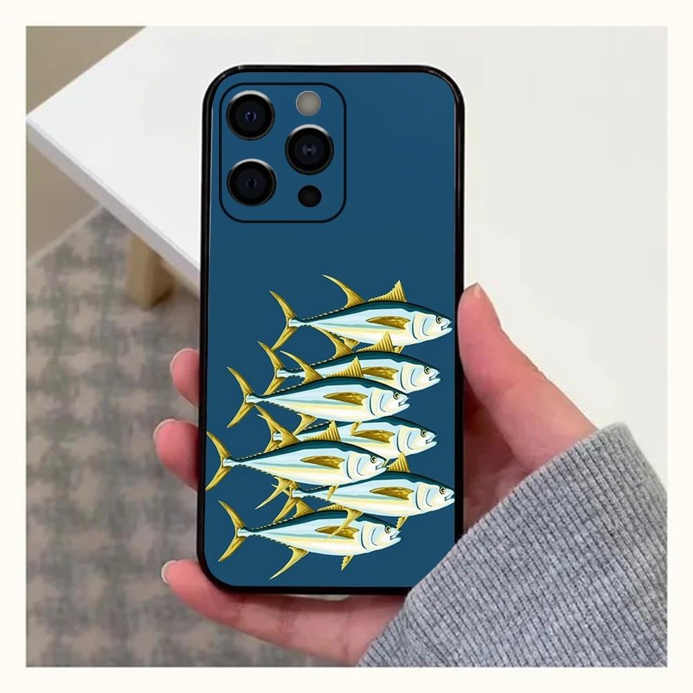 Blauflossen-Thunfisch Meeresfisch Handyhülle Für Apple iPhone 15,14,13,12,11,Pro,X,XS,Max,XR,Plus,Mini Weiche Schwarze Hülle