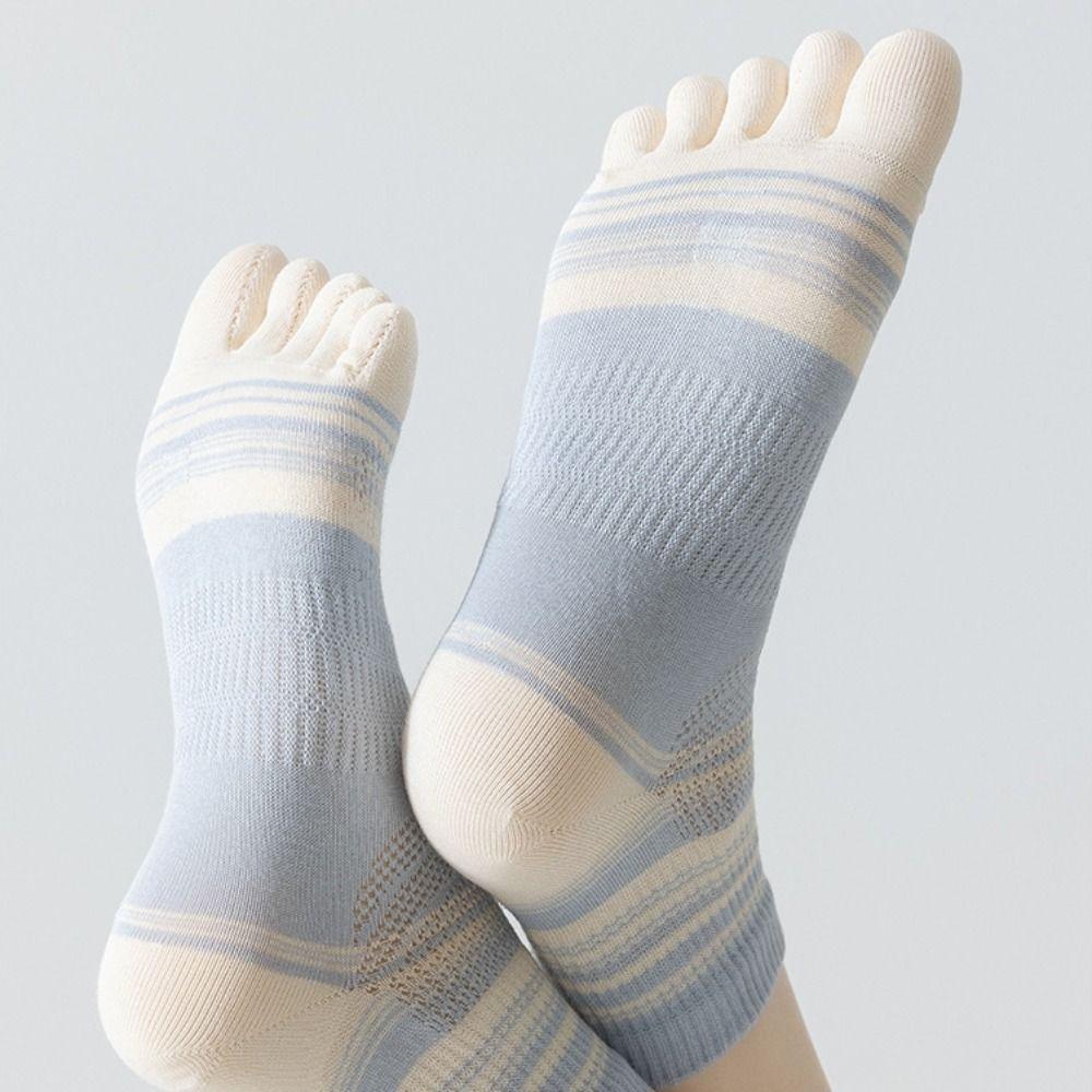Breathable Mid-calf Socks Cotton Split Toe Socks Patchwork Five Toe Tube Socks  Summer