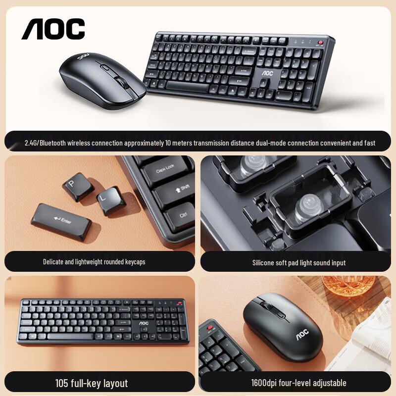 AOC Drahtlose Bluetooth Tastatur und Maus Combo