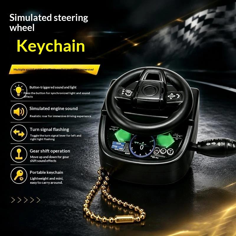 Mini Simulation Steering Wheel Keychain Children'S Car Driving Simulation Toy Decompression Keychain Pendant Backpack Decoration