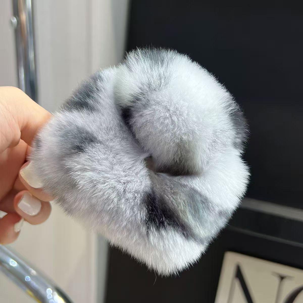 Korean Square Rabbit Fur Hair Claw: Plush Ponytail & Updo Clip