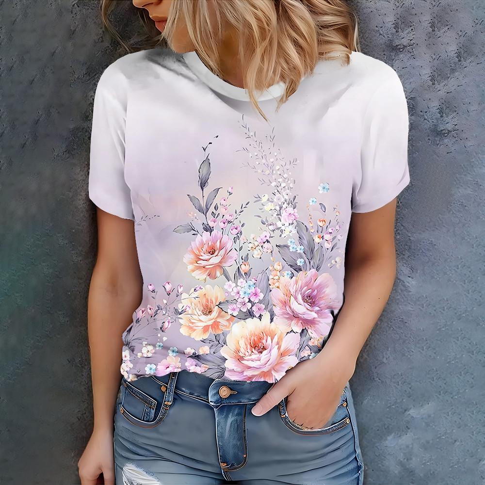 

3D Printed O-Neck T-Shirt for Women - Casual Summer Street Fashion 6XL