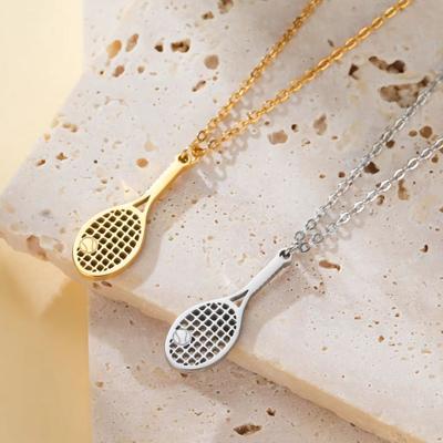 Sport Tennis Racket Pendant Women's Necklaces 2026 Stainless Steel Trendy Jewelry Gold Color Tennis Ball Necklaces Birthday Gift