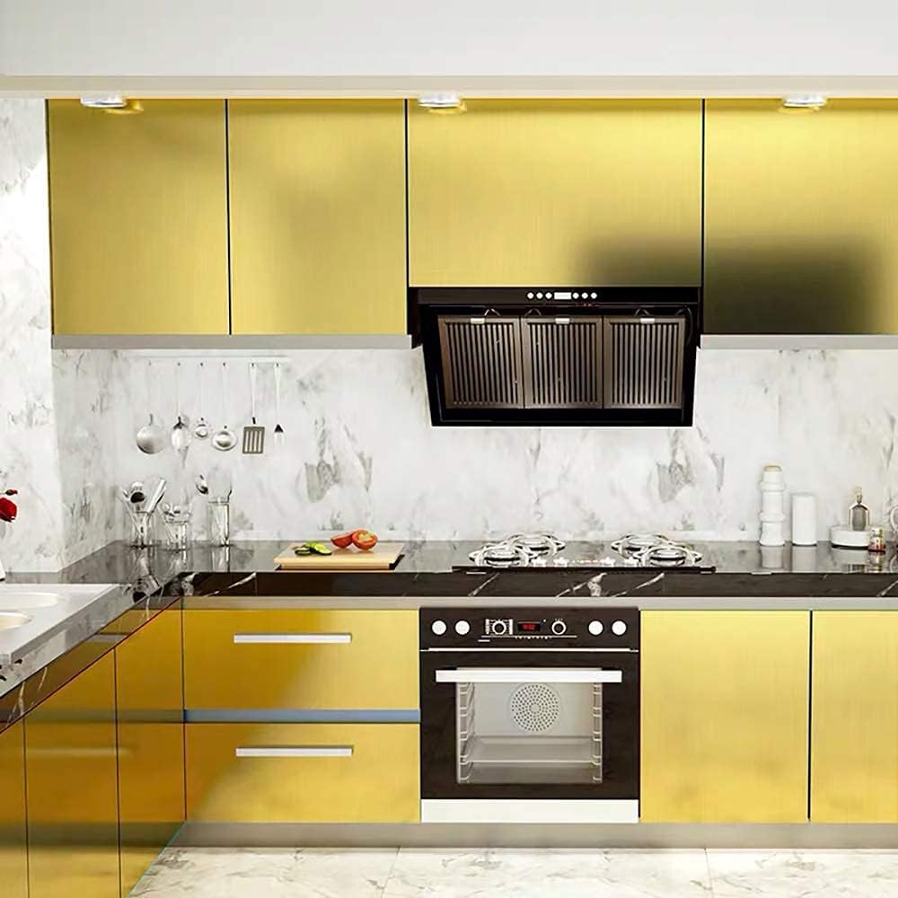 

Металлический стиль Обои Декоративная самоклеящаяся пленка Матовый серебристый/золотистый Контактная бумага ПВХ Водонепроницаемая Наклейка для бытовой техники DIY 40x100CM