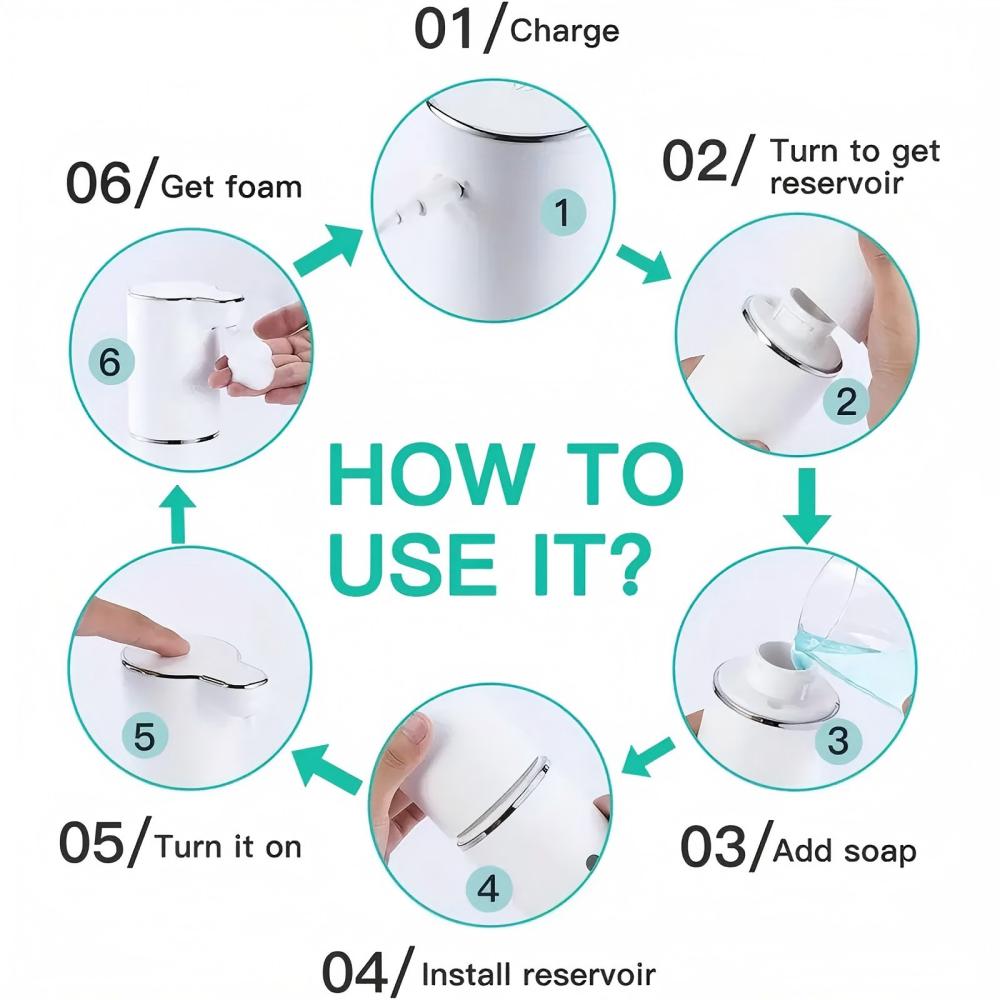 300ML Light Display 3Levels Adjustable IPX5 Waterproof Intelligent Induction Infrared Automatic Smart Sensor Foam Soap Dispenser