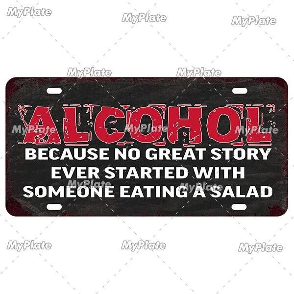 Drinking Beer Licenses Plate Garage Plaque Metal Tin Sign Decorative Car Plate For Living Room Door Club Garage Wall Decoration