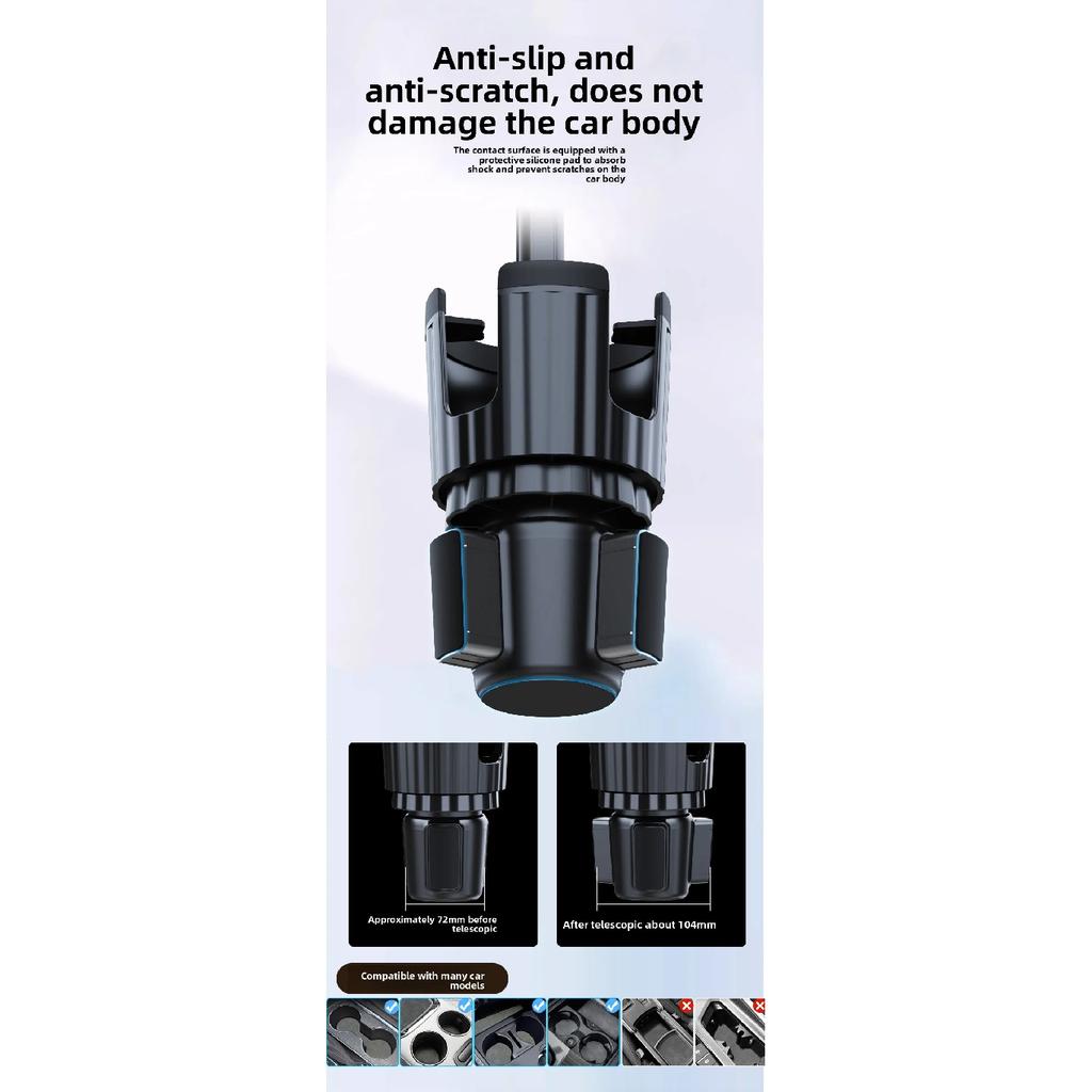 Upgraded 2-in-1 Car Cup Holder Phone Mount 360° Rotatable Universal Cup Holder Phone Stand For iPhone Samsung Smartphones