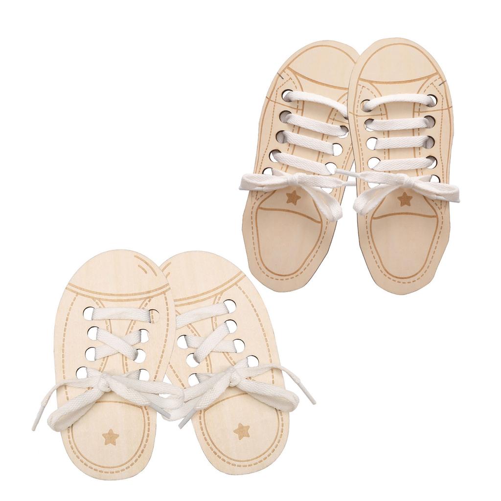 Shoelaces Shoe Tying Toy Puzzle Improve Intelligence Game Toy Wooden Threading Game Children Shoe Tying Toy