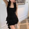 Sweet White A-Line Spaghetti Strap Dress - Summer Ruffle Skirt, Ballet Style, Slimming Waist