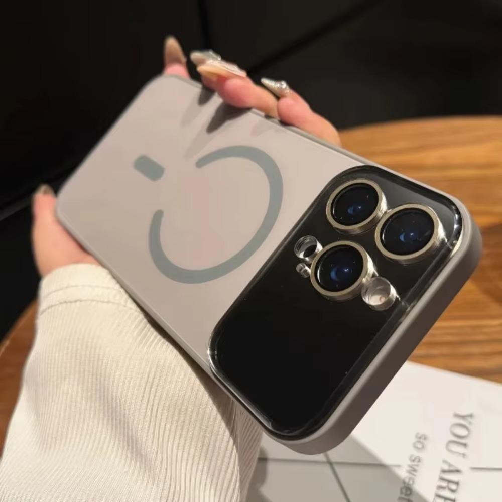 Luxury Matte Glass Lens Camera Protector Phone Case for IPhone 17 Pro Max 17Air 16 15 14 13 12 Magnetic Wireless Charger Cover