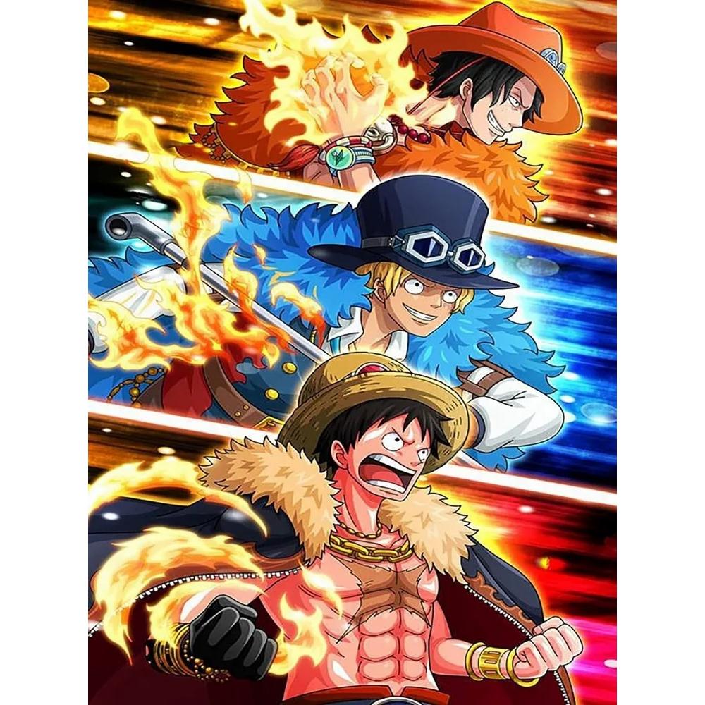 Pintura Diamante 5D DIY Anime One Piece Luffy Padrão de Arte Kit Impresso Quebra-cabeça Mosaico em Tela Ponto Cruz Bordado Decoração de Casa Presente para Criança