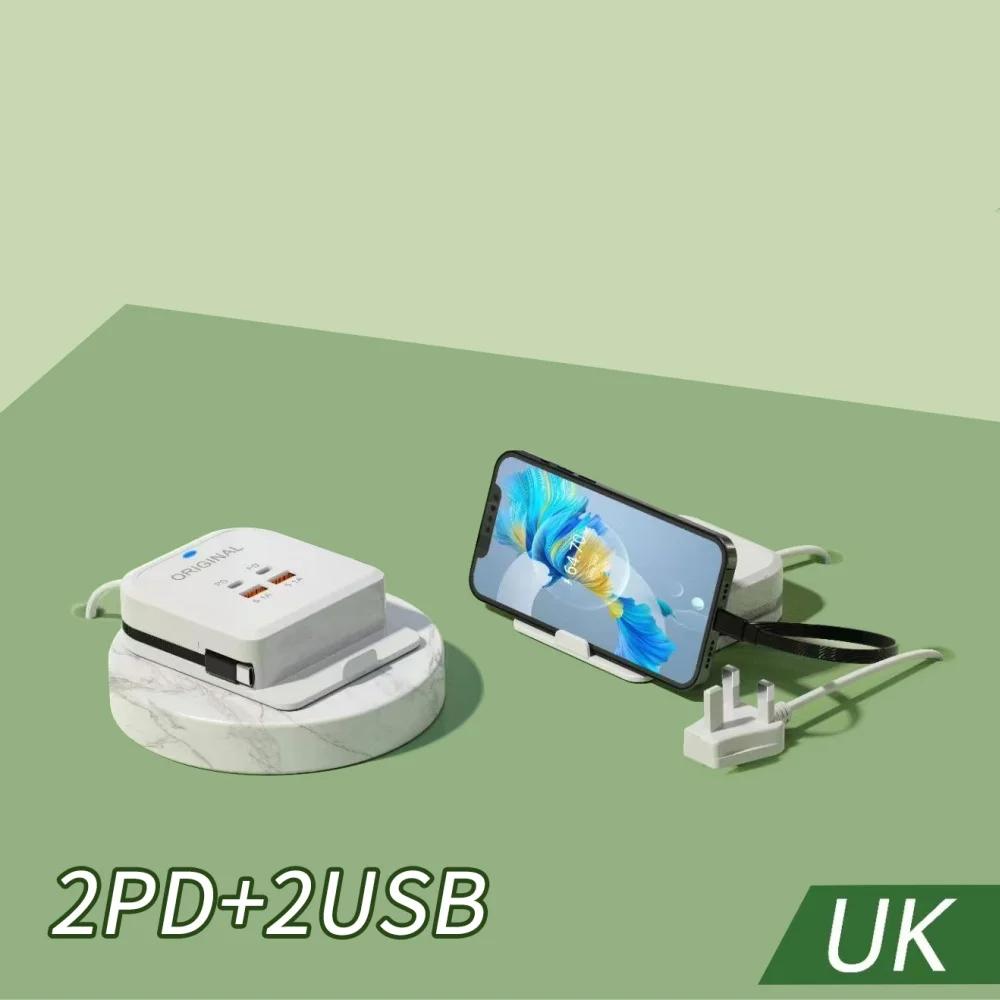 5.1A 4 Ports USB Type C Quick Charging Socket Multifunction USB Desktop Power Strip Holder For Phone Tablet Laptop EU/US/UK Plug