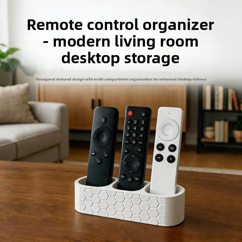 3-Slot Honeycomb Remote Control Holder - Desktop Storage Organizer for TV, Media Remotes, Non-Slip Design for Home And Office
