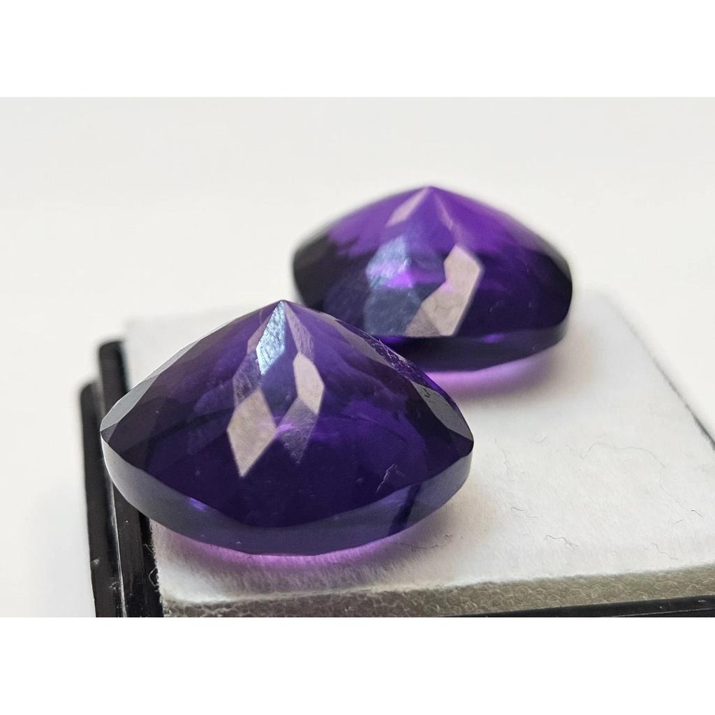 Cushion Cut Natural Purple Amethyst For Earring 20-21 Ct Pair Stunning Gemstone