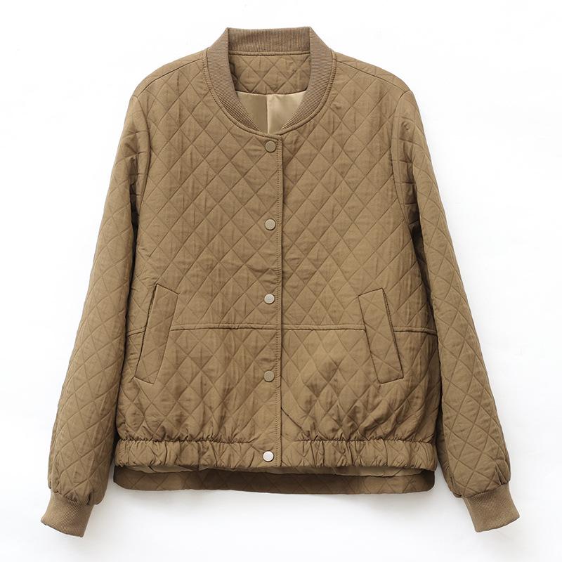 Women's Plaid Long-Sleeve Baseball Jacket, Spring/Autumn 2024 European Style Fashion.
