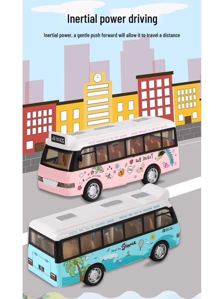 Children's Light & Sound Inertial Bus Toy with Opening Doors and Music