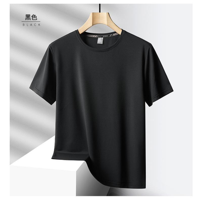 Camiseta Masculina de Malha de Secagem Rápida Manga Curta Respirável Casual Top de Verão