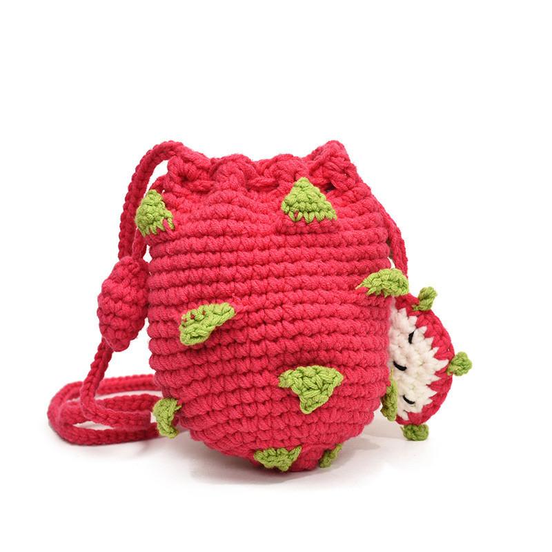 Charming Knitted Childrens Bag With Adorable Dragon Fruit Design For Boys Girls And
