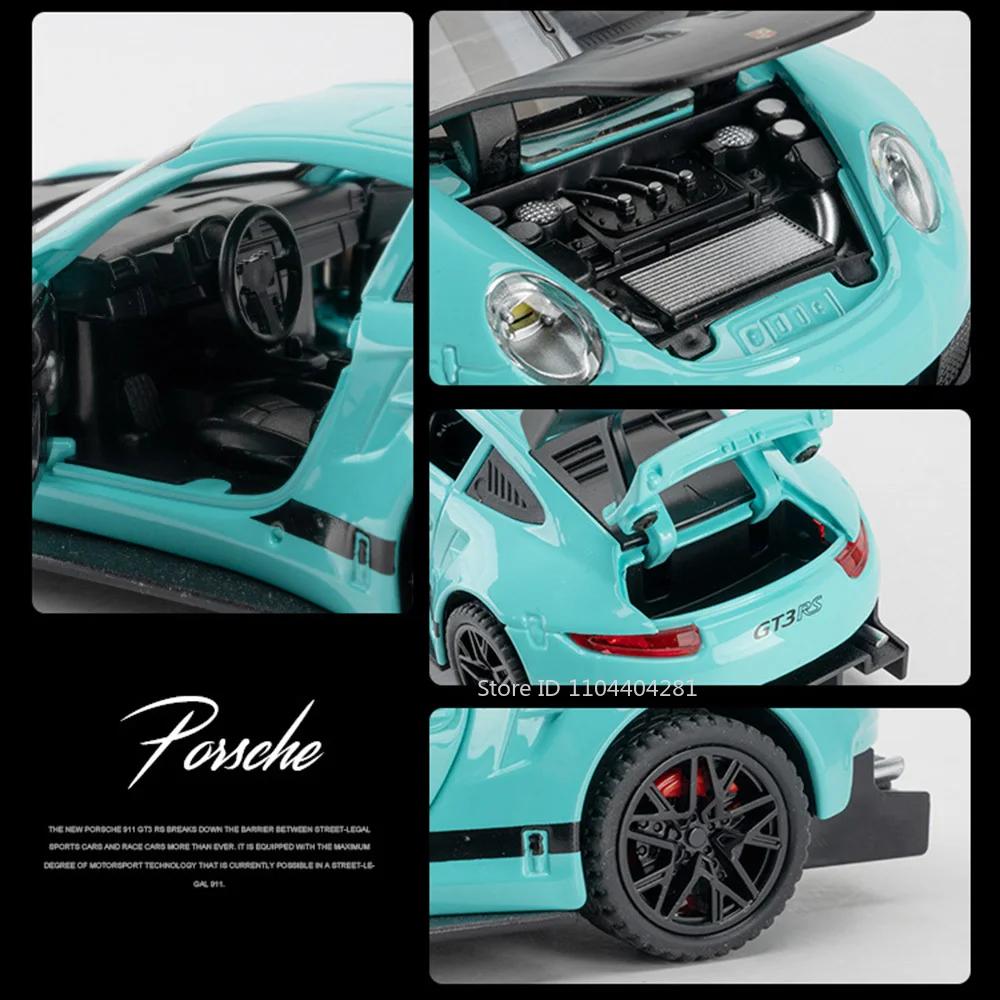 1:32 911 GT3RS Panamera Lega Miniatura Modello Giocattoli Diecast Porte Apribili Suono Luce Pneumatici in Gomma Veicoli per Regalo di Compleanno del Ragazzo