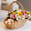 Mehrzweck-Haushaltsorganizer Handgeflochtener Korb aus Weide/Rattan mit Griffen für die Küche, Multifunktionale geflochtene Simulationsbehälter Blumen