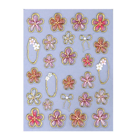5D Embossed Flower Nail Stickers Self-Adhesive DIY Spring Summer Floral Nail Art Decals