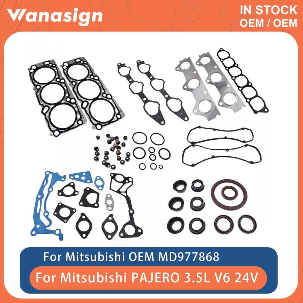 Engine Full Gasket Set Overhaul Gasket Kit Fit 3.5 L 24V For Mitsubishi PAJERO Europe V65W V75W 6G74 3.5L V6 1998-2008 MD977502