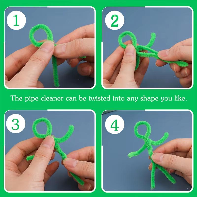 100pcs Colorful Chenille Stems Pipe Cleaners Plush Tinsel Stem Wired Twist Educational Toys Handmade Sticks Hair Strip DIY Craft