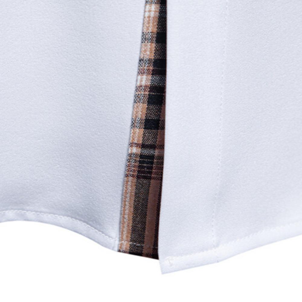 Men's Casual Short-sleeved Dress Shirt Plaid Collar Button-down Shirt