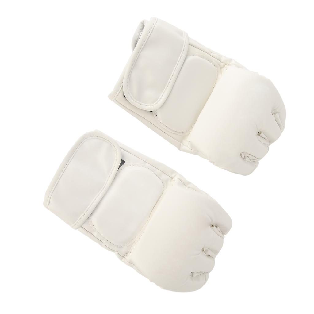 Hand Taekwondo Ausrüstung Handschuh Halbfinger Sicher Verstellbares Handgelenkband Boxhandschuh für Sandsack Weiß