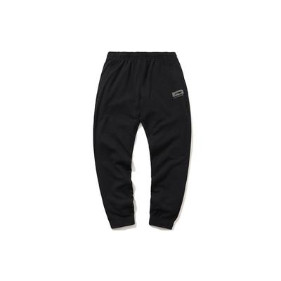 Li Ning Sports Basketball Series Letter Cuff Knitted Sports Long Pants Men Bottoms Standard-Black AKLP203-1