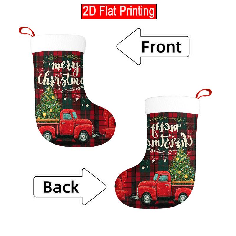 Christmas Decoration Fireplace Hanging stocking2D Flat Grid Truck and Christmas Tree Pattern_4 (2)Christmas St