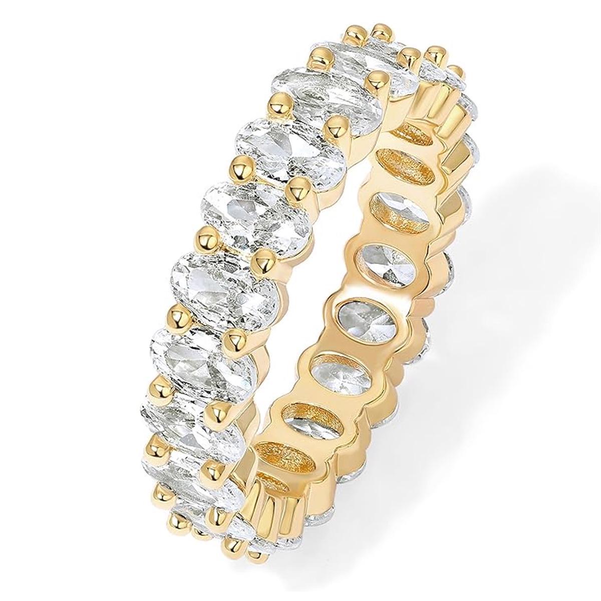 European  American Style Luxury Women s Zircon Oval Diamond Ring Size 7