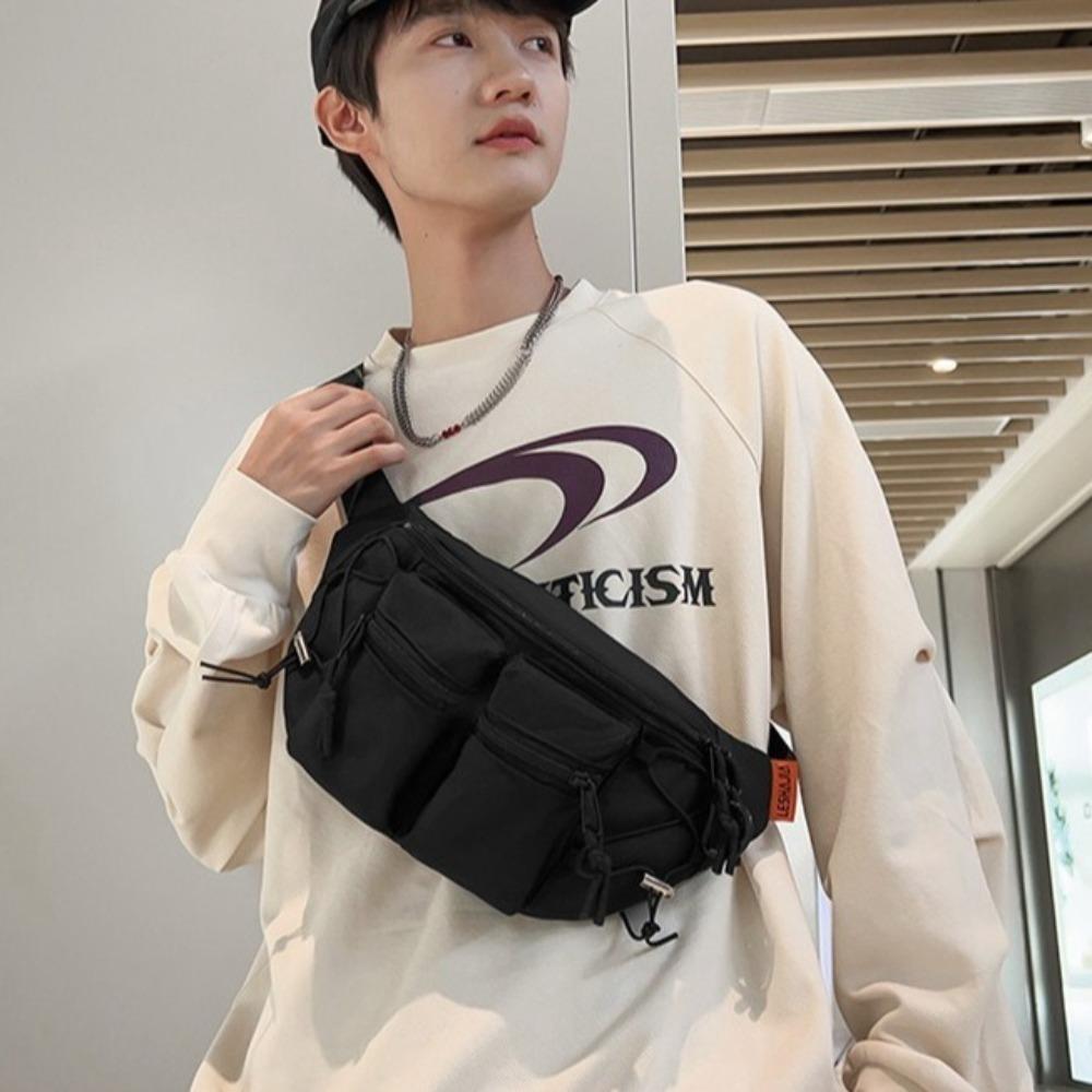 Y2k Multi-pocket Chest Bag Large Capacity Sports Fanny Pack Fashion Men Waist Bag  Riding
