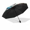 1 Stück Buntglas Hahn Design Automatisches Öffnen/Schließen Regenschirm - Tragbares Dreifach faltbares Design mit 8-Speichen Eisenrahmen - Outdoor - Ideales Geschenk für Fans,