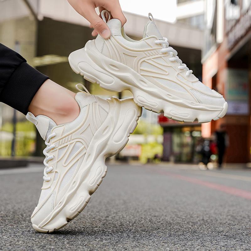 Fashion Fashion Men's Shoes 2025 New Thick Soled Lace Up Tennis Sports Mesh Jogging Shock-absorbing Outdoor Anti Slip Training Shoes