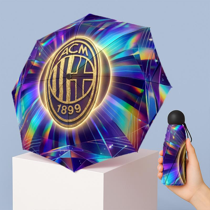 AC Milan Pattern Printed Mini 5 Folds 8 Ribs Compact Umbrella Windproof Waterproof Lightweight Portable Folding