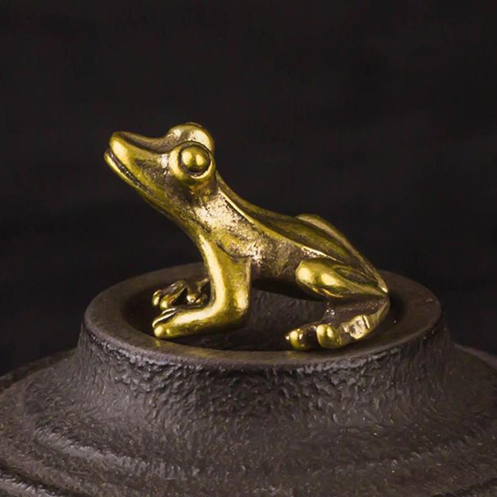 1PC Mini Brass Frog Statue Ornament Copper Animals Figurines Accessories Tea Pet