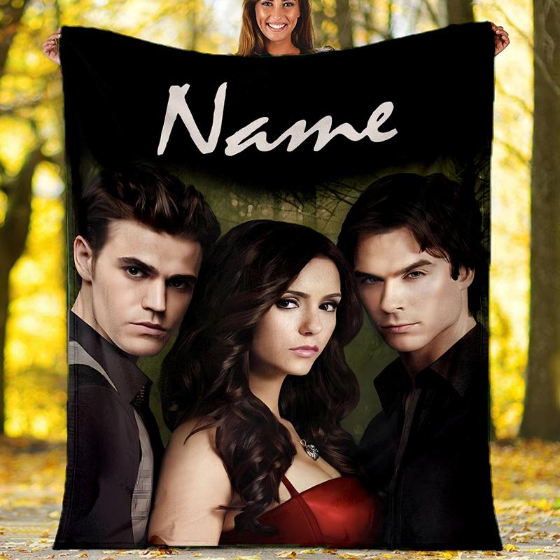 Customizable the Vampire Diaries Throw Blanket – Personalized Name, All-Season Cozy Snug Blanket, Machine Washable, Personalized Blanket