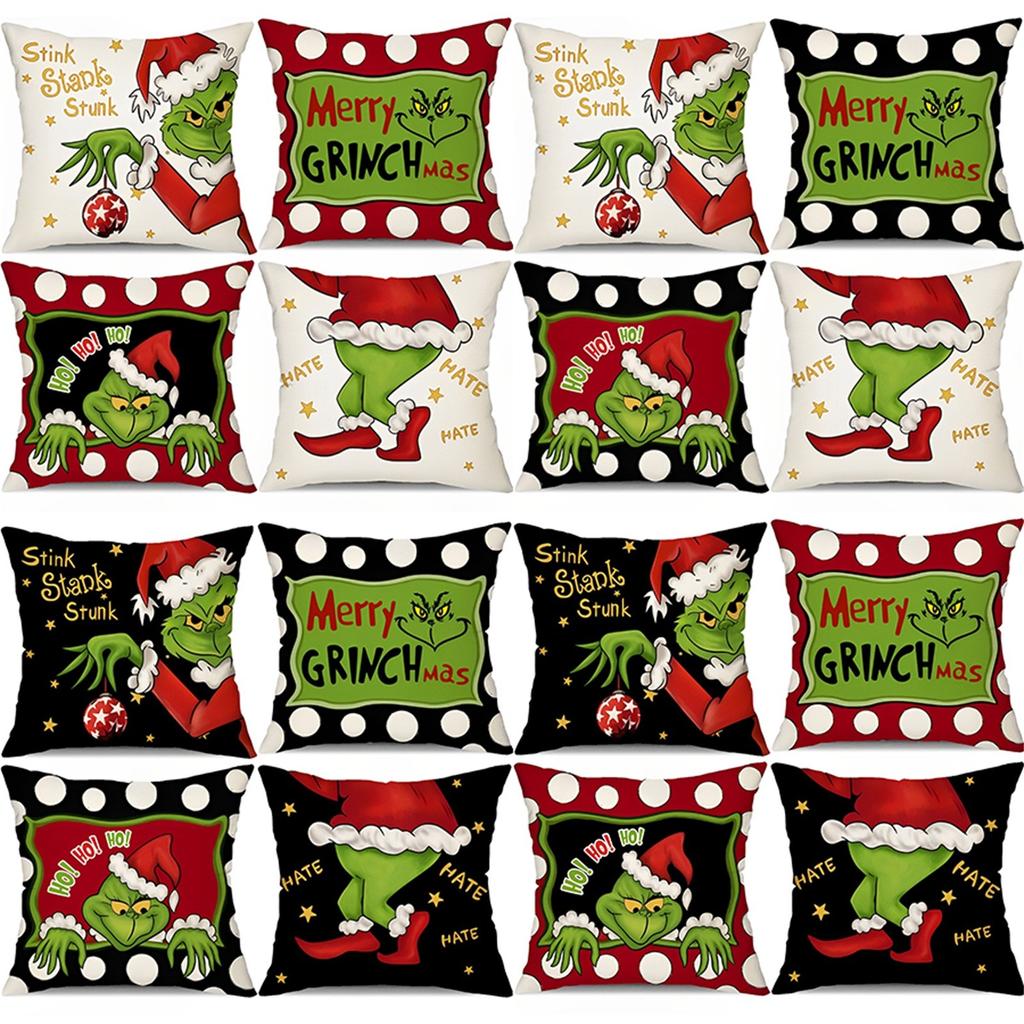 Christmas Holiday Decorative Throw Pillow Cover Soft Fabric Square Cushion Case for Sofa Bed Chair Home Living Room Decoration