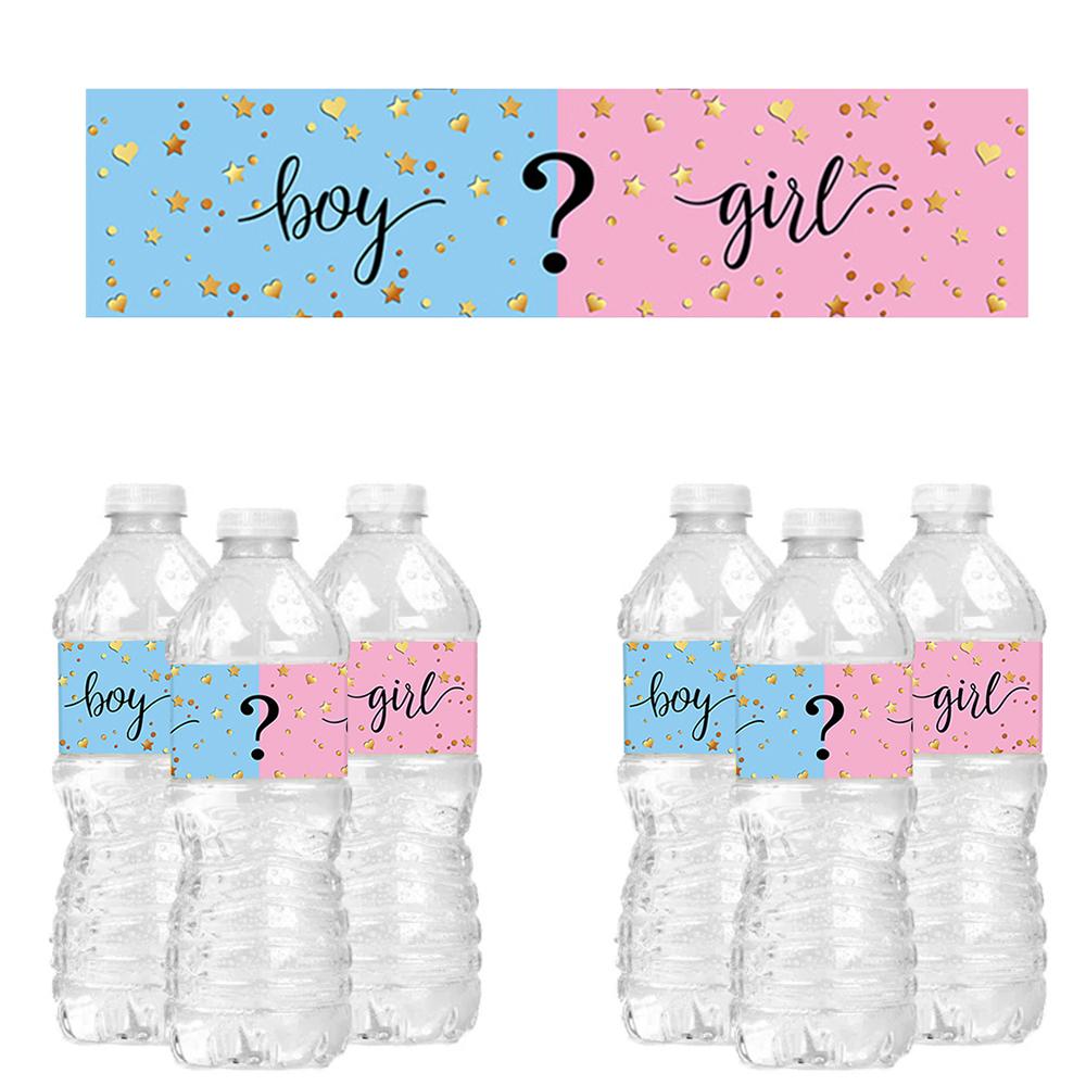 10pcs Water Bottle Lable Gender Reveal Pastel Baby Shower Self-adhesive Boy Or Girl Birthday Sticker Parties Decoration