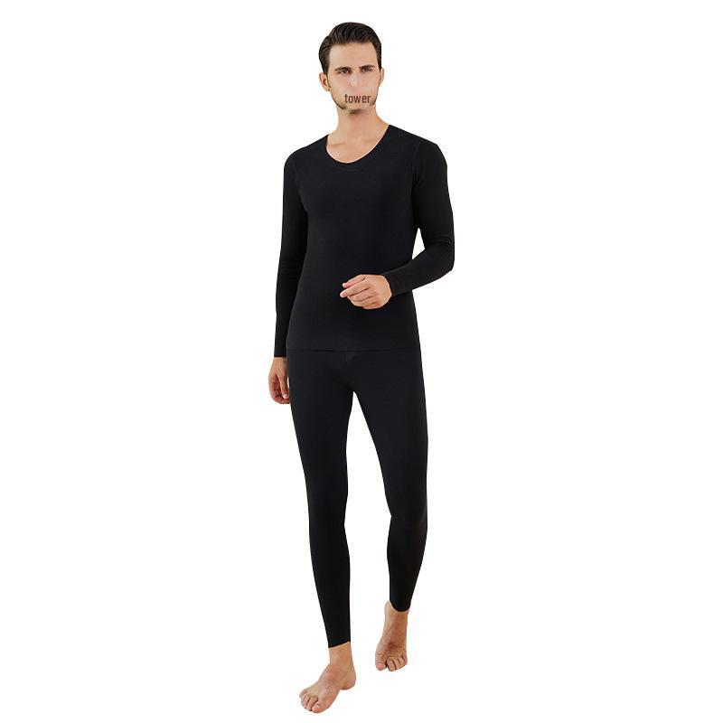 Men's Seamless Velvet Thermal Underwear Suit: Self-Heating, Plus Velvet, Autumn Set