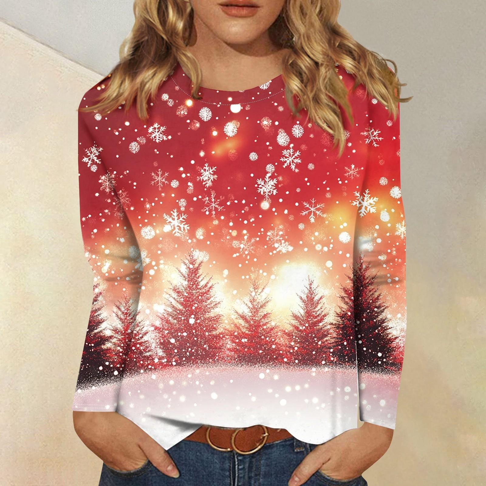 

Женская модная повседневная футболка с круглым вырезом и длинным рукавом с принтом, топ XL арбуз красный