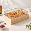 Wooden Food Display Box with Open Top Compact Rectangular Sturdy Countertop