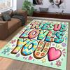 Jesus Loves You Carpet Set Flowers Pattern Carpet Set (1 Duvet Cover, 2 Pillowcases, Duvet Not Included)