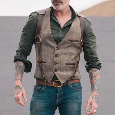 Gilet da uomo vintage da uomo, modello slim business casual