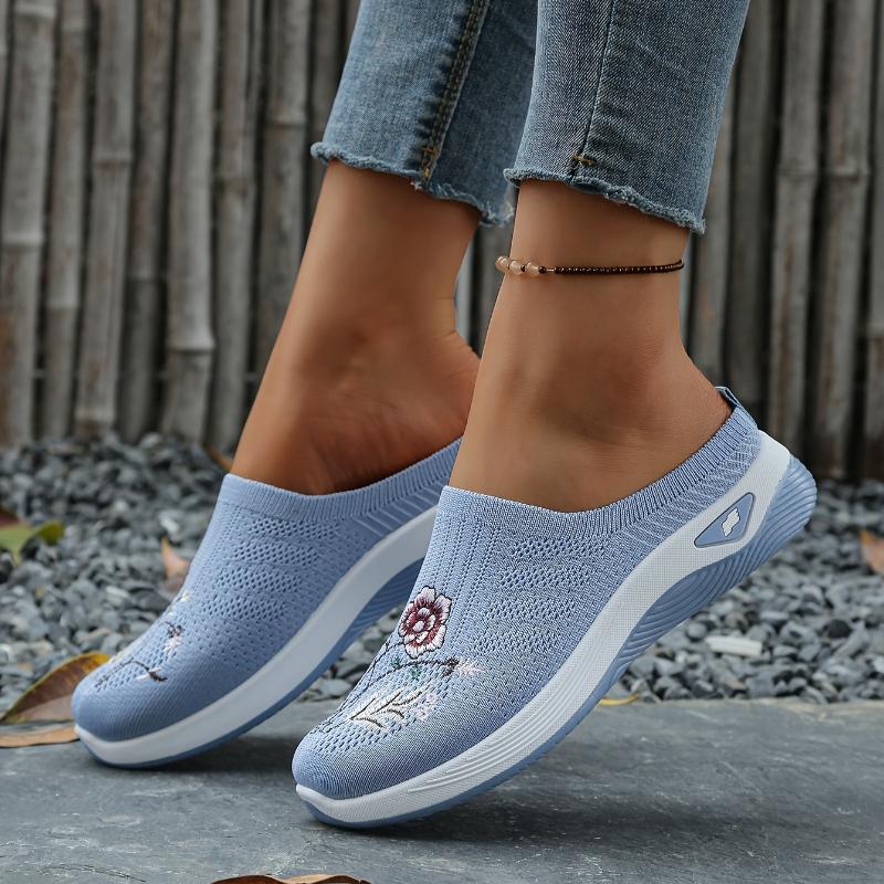 Easy Slip-On Lazy Slides Chinese Style Mesh Upper Shoes Spring Summer Outdoor Home Casual, Women Shoes(The Sizing Runs Big)