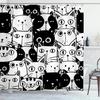 Cute Cat Pattern Shower Curtain - Fun Cartoon Design for Playful Bathroom Décor, Waterproof, Easy Care & Soft Fabric